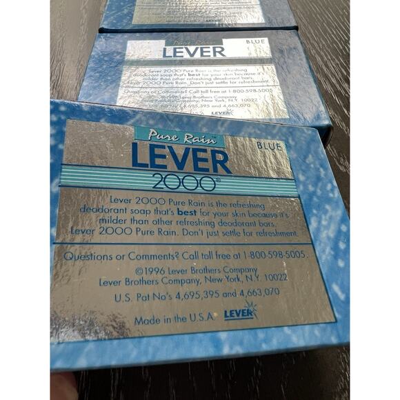 Lever 2000 PURE RAIN Bar Soap Blue Vintage 1996 Factory Sealed NOS Lot of 3 - Picture 4 of 9